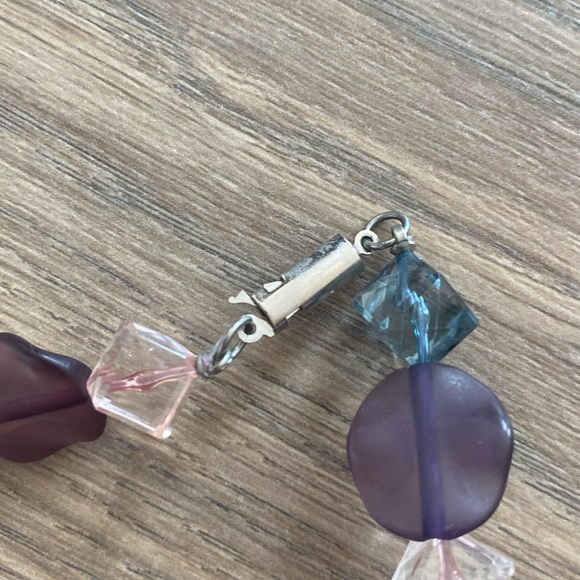 VINTAGE GERMAN GLASS CRYSTAL FACETED BEADED GEMSTONE NECKLACE - Picture 8 of 8